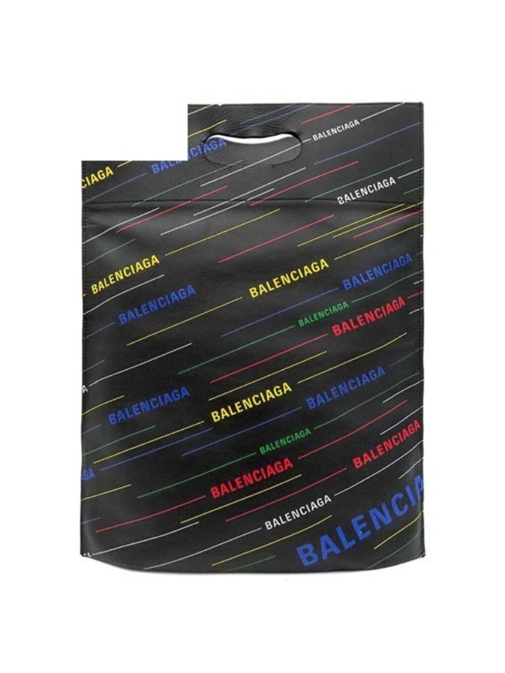 Balenciaga Tote Logo Leather Black Multicolor Clutch